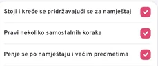 Faza Razvojne mape u MyTurnu, s označenim onim što je roditelj primijetio