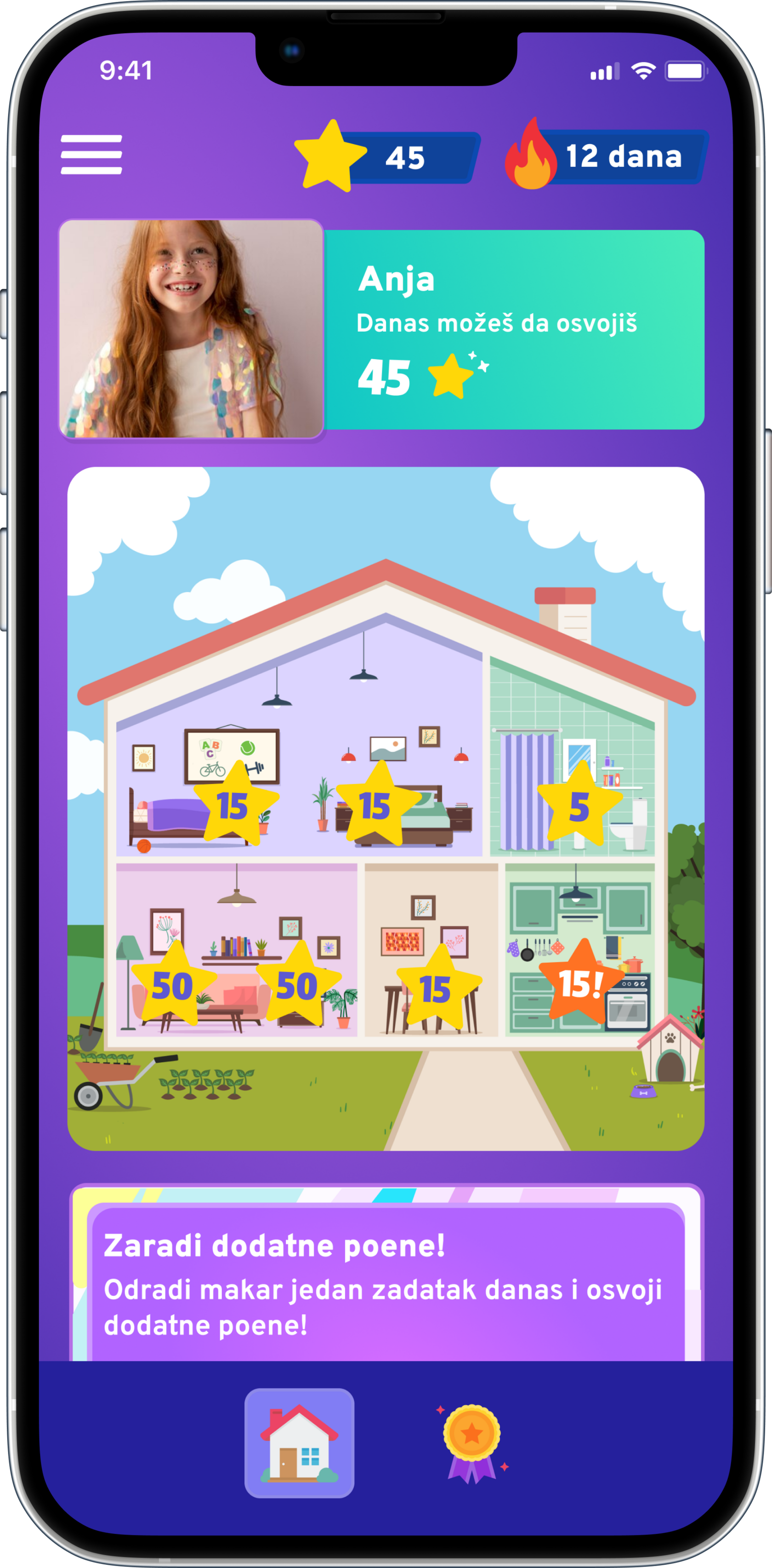 MyTurn child app view showing game missions